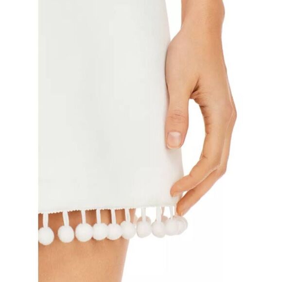 NWT French Connection Whisper Pompom Trim Mini Dress Off White Size 0 - Picture 4 of 9